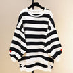 Sweatshirts Long Sleeve Stripped Loose Large Hearted Pullover Shirts - TheWellBeing4All