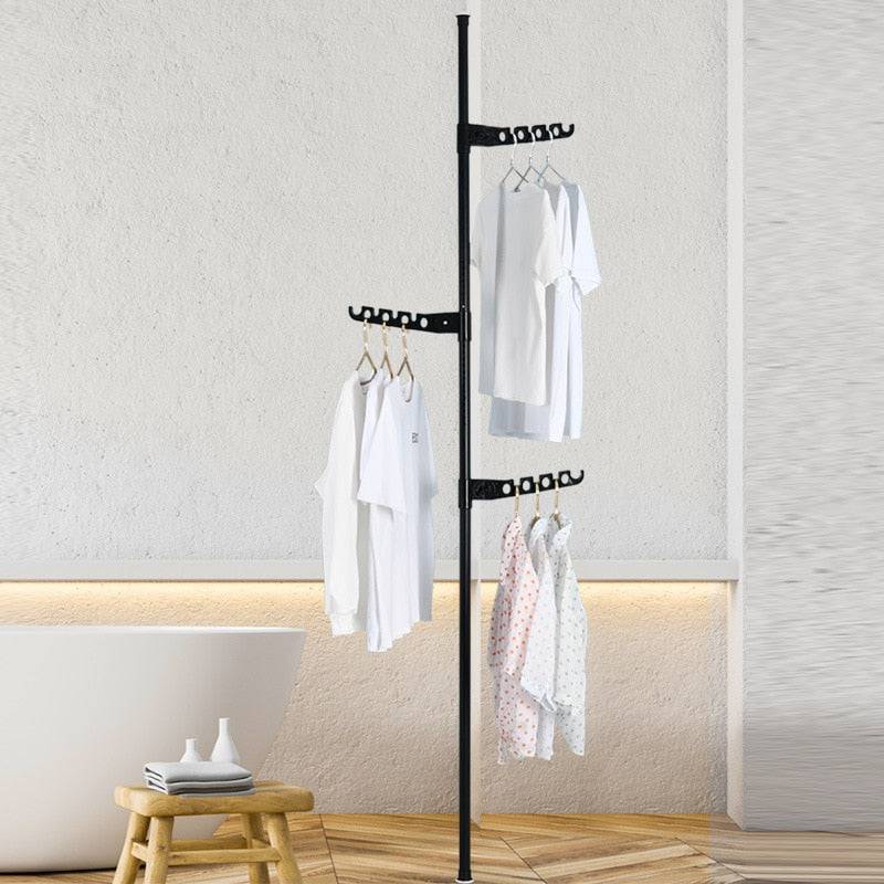 Overhead Coat Rack Floor-To-Ceiling Bedroom Simple Clothes Hanger Telescopic Clothes Rack - TheWellBeing4All