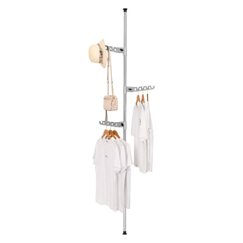 Overhead Coat Rack Floor-To-Ceiling Bedroom Simple Clothes Hanger Telescopic Clothes Rack - TheWellBeing4All