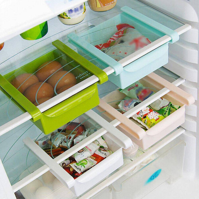 Slide Kitchen Storage Boxes Freezer Space Saver Organizer Refrigerator Rack Shelf Holder Storage Drawer Household - TheWellBeing4All