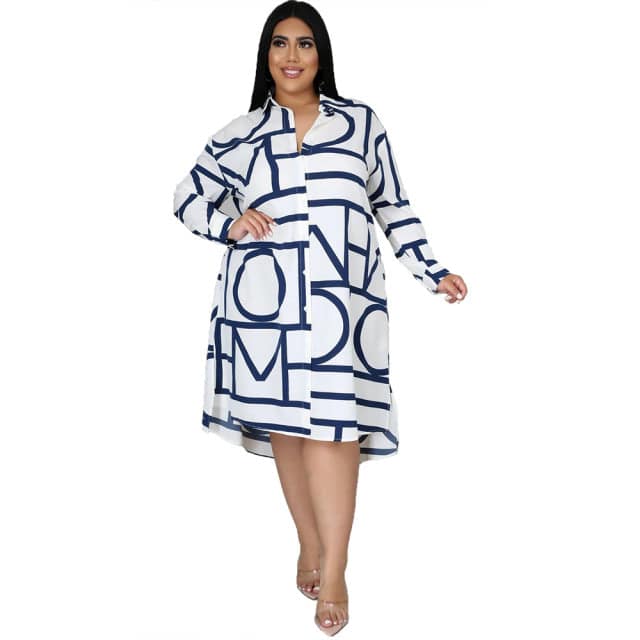 Buttons Casual Long Sleeve Loose Office Lady Fashion New Shirt Midi Dresses - TheWellBeing4All