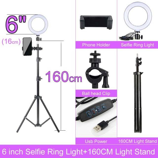 LED Selfie Ring Light with Stand without Tripod - TheWellBeing4All