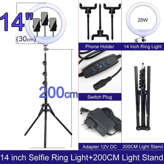 LED Selfie Ring Light with Stand without Tripod - TheWellBeing4All