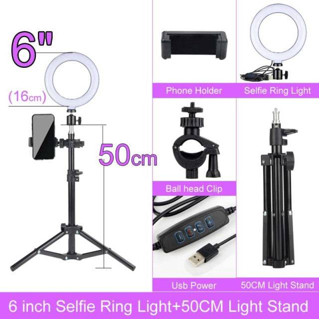 LED Selfie Ring Light with Stand without Tripod - TheWellBeing4All