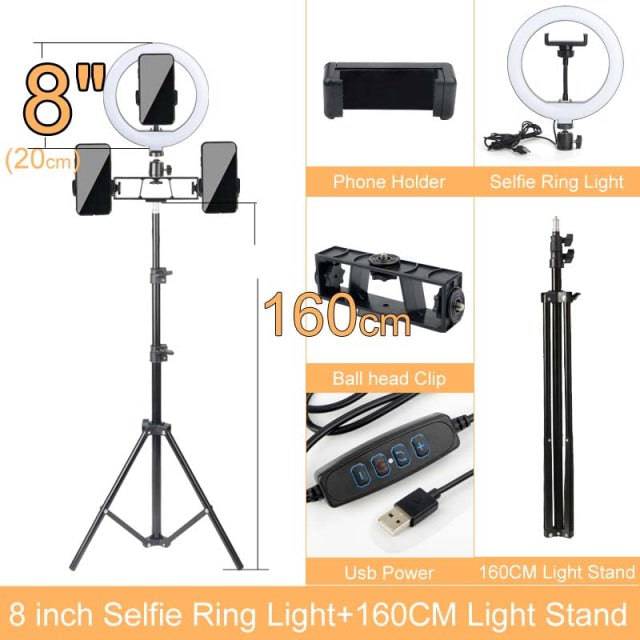 LED Selfie Ring Light with Stand without Tripod - TheWellBeing4All