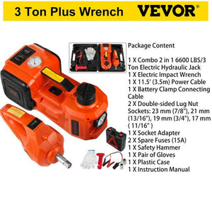 Electric Car Jack Hydraulic Kit 45CM + Wrench Tire Inflator LED Light Portable Tire Lifting Car Repair Tool - TheWellBeing4All