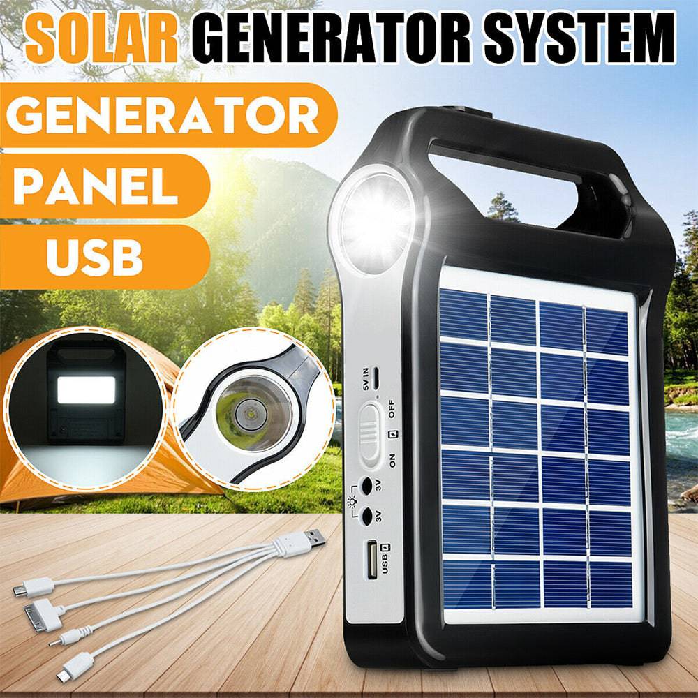 Portable 6V Rechargeable Solar Panel Power Storage Generator System USB Charger With Lamp Lighting - TheWellBeing4All