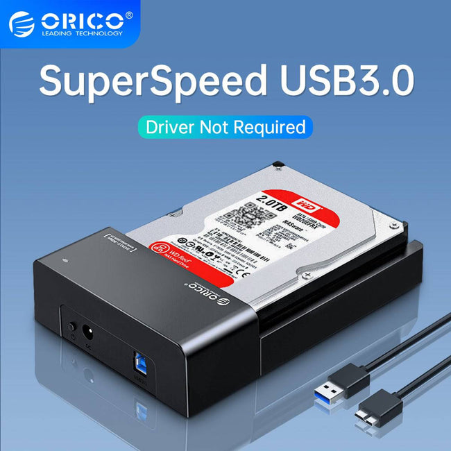 ORICO Lay-Flat HDD Docking Station SATA to USB 3.0 External Hard Drive Docking Station for 2.5/3.5inch HDD SSD Support UASP 18TB - TheWellBeing4All