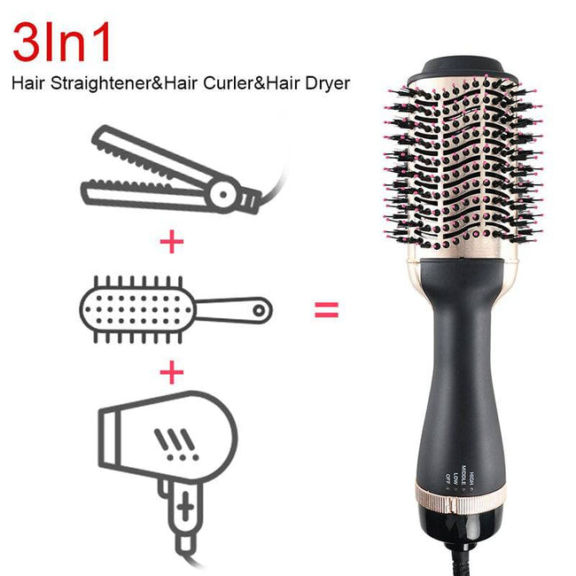 Professional Gold One Step Hair Dryer Brush 3 in 1 Multifunctional Hair Styling Tools - TheWellBeing4All