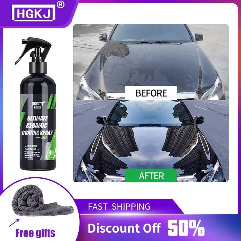 Ceramic Car Coating Paint Care - Hydrophobic Quick Coat Liquid Wax Car Care Kit - TheWellBeing4All