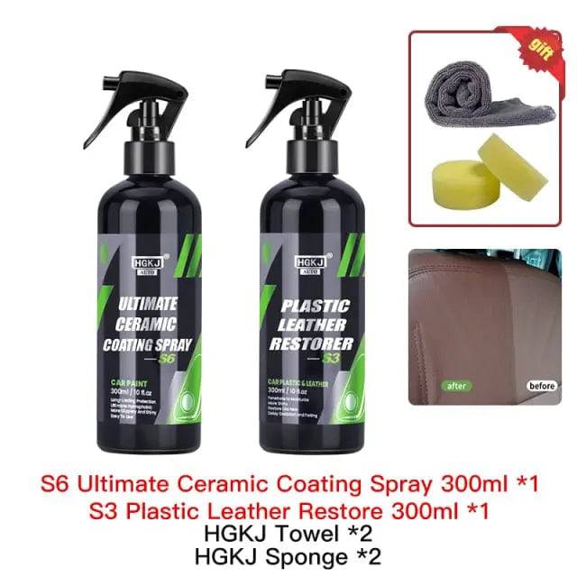 Ceramic Car Coating Paint Care - Hydrophobic Quick Coat Liquid Wax Car Care Kit - TheWellBeing4All