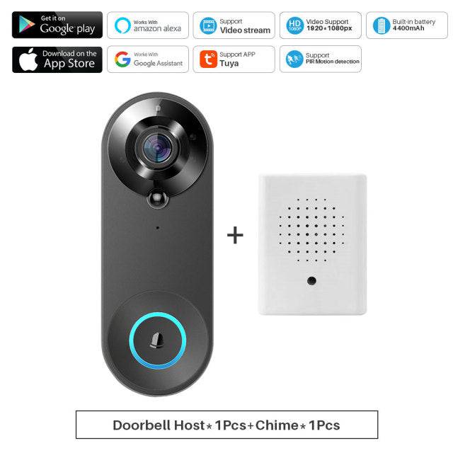 Smart Doorbell Camera   Works With Alexa Echo Show Google Home - TheWellBeing4All