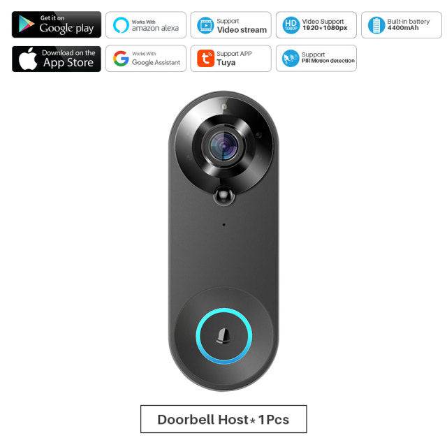 Smart Doorbell Camera   Works With Alexa Echo Show Google Home - TheWellBeing4All