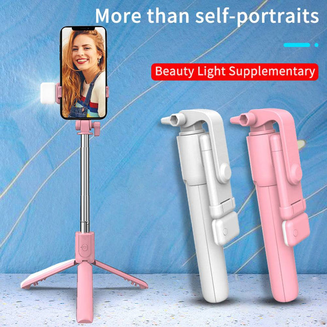 Wireless Bluetooth-compatible Selfie Stick with Led Ring Light Foldable Tripod Monopod  Live Tripod - TheWellBeing4All