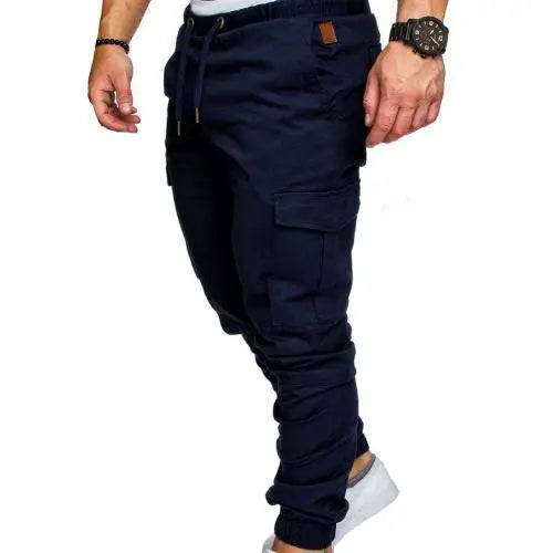 Casual Drawstring Cargo Pants for Men with Pockets and Ankle Ties - TheWellBeing4All