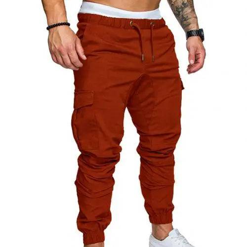 Casual Drawstring Cargo Pants for Men with Pockets and Ankle Ties - TheWellBeing4All