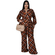 Jumpsuits Plaid Long Sleeve Jumpsuits with Belt Loose Pant for plus size women - TheWellBeing4All