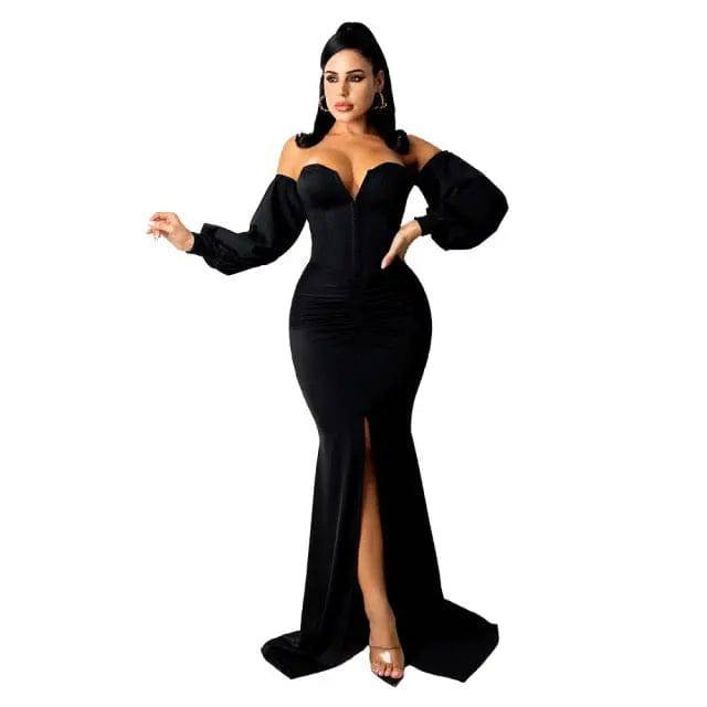 Dress Strapless Long sleeve Trumpet - TheWellBeing4All