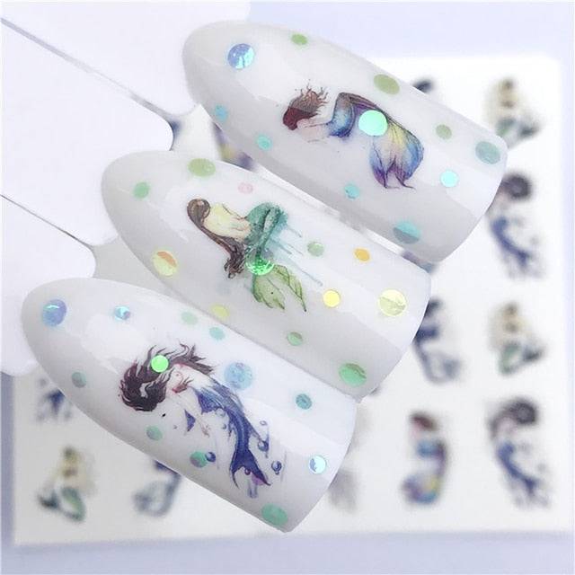 Nail Sticker Wolf Stickers Sliders,Sheets Geometric Animal Nail Art Stickers,Water Transfer Diamond Panda Wolf Deer Watercolor Ink Nail Sliders Design for Acrylic Nail Supplies,DIY Manicure Nail Art Decals Nail Decoration