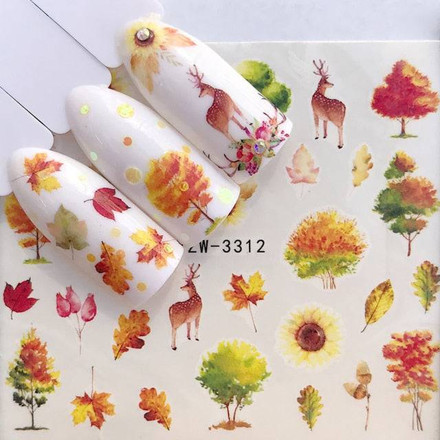 Nail Sticker Wolf Stickers Sliders,Sheets Geometric Animal Nail Art Stickers,Water Transfer Diamond Panda Wolf Deer Watercolor Ink Nail Sliders Design for Acrylic Nail Supplies,DIY Manicure Nail Art Decals Nail Decoration