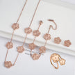 Five Leaf Flower Jewelry Set – Stainless Steel Necklace, Bracelet, Earrings & Ring for Women (4-Piece Luxury Set)