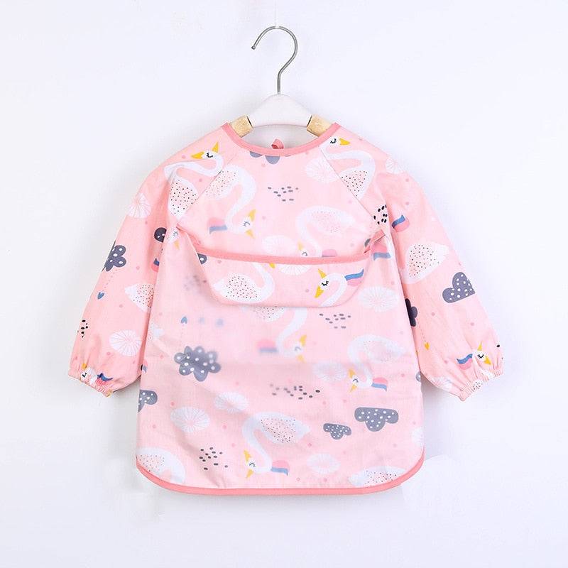 Baby Long Sleeve Scarf Waterproof Art Smock Feeding Bib Apron Pocket - TheWellBeing4All