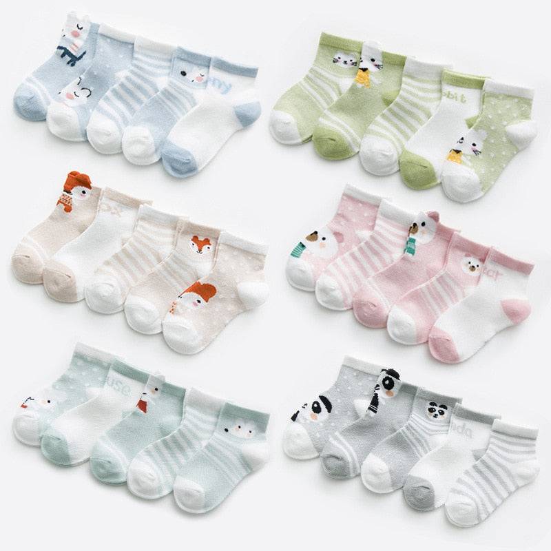 5Pairs/lot 0-2Y Infant Baby Socks Baby Socks for Girls Cotton Mesh Cute Newborn Boy Toddler Socks - TheWellBeing4All