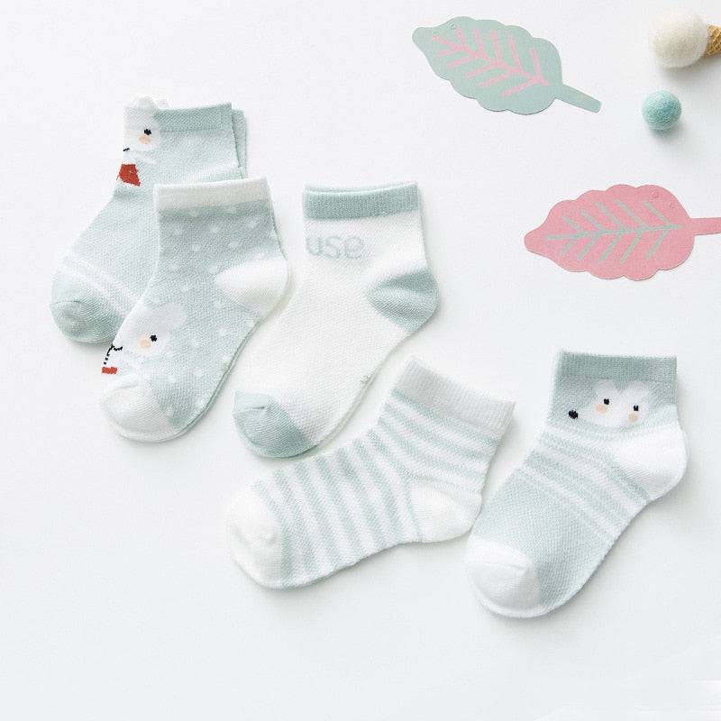 5Pairs/lot 0-2Y Infant Baby Socks Baby Socks for Girls Cotton Mesh Cute Newborn Boy Toddler Socks - TheWellBeing4All