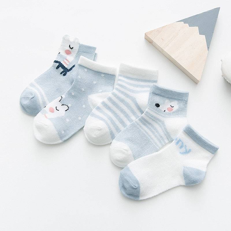 5Pairs/lot 0-2Y Infant Baby Socks Baby Socks for Girls Cotton Mesh Cute Newborn Boy Toddler Socks - TheWellBeing4All