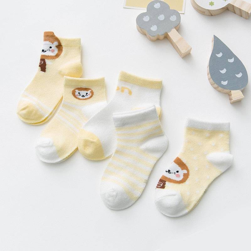 5Pairs/lot 0-2Y Infant Baby Socks Baby Socks for Girls Cotton Mesh Cute Newborn Boy Toddler Socks - TheWellBeing4All