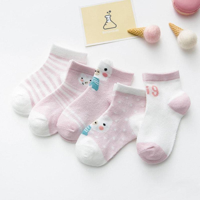 5Pairs/lot 0-2Y Infant Baby Socks Baby Socks for Girls Cotton Mesh Cute Newborn Boy Toddler Socks - TheWellBeing4All