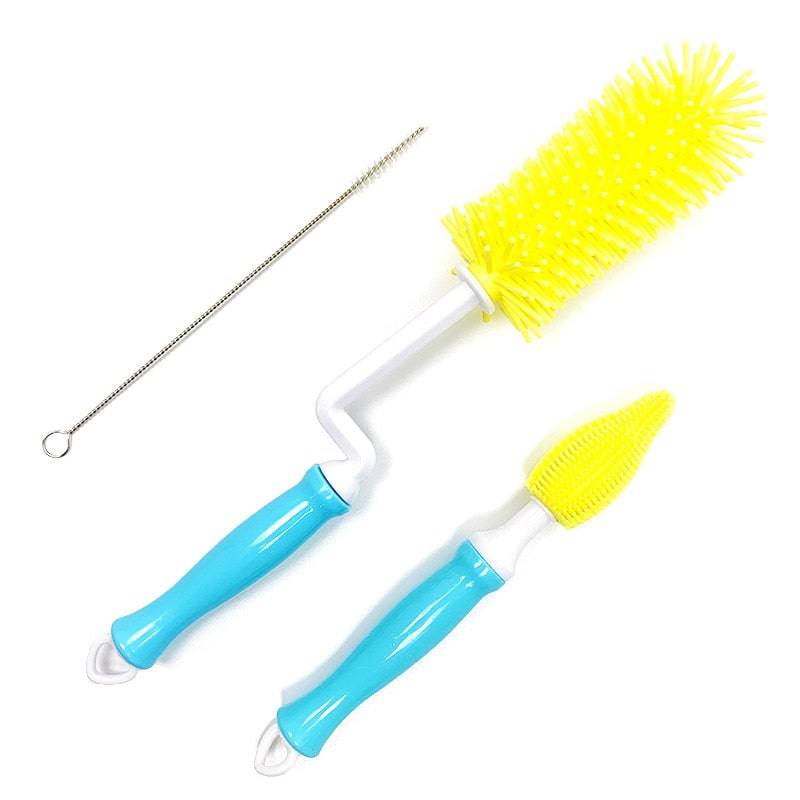 Silicone Bottle Cleaning Brush Baby Pacifier Straw Scrubber Small Brush 360 Degree Glass Cup Washing Kitchen Cleaning Tool Set - TheWellBeing4All