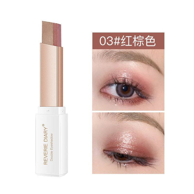 Lazy Eyeshadow Stick Gradient Two-tone Eyeshadow Waterproof Sweat-proof Natural Daily Makeup Double Color Eyeshadow - TheWellBeing4All