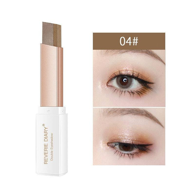 Lazy Eyeshadow Stick Gradient Two-tone Eyeshadow Waterproof Sweat-proof Natural Daily Makeup Double Color Eyeshadow - TheWellBeing4All