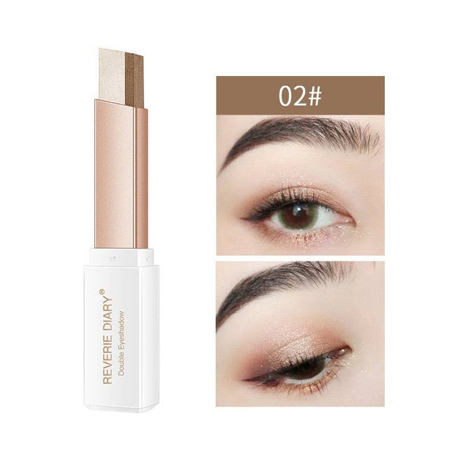 Lazy Eyeshadow Stick Gradient Two-tone Eyeshadow Waterproof Sweat-proof Natural Daily Makeup Double Color Eyeshadow - TheWellBeing4All