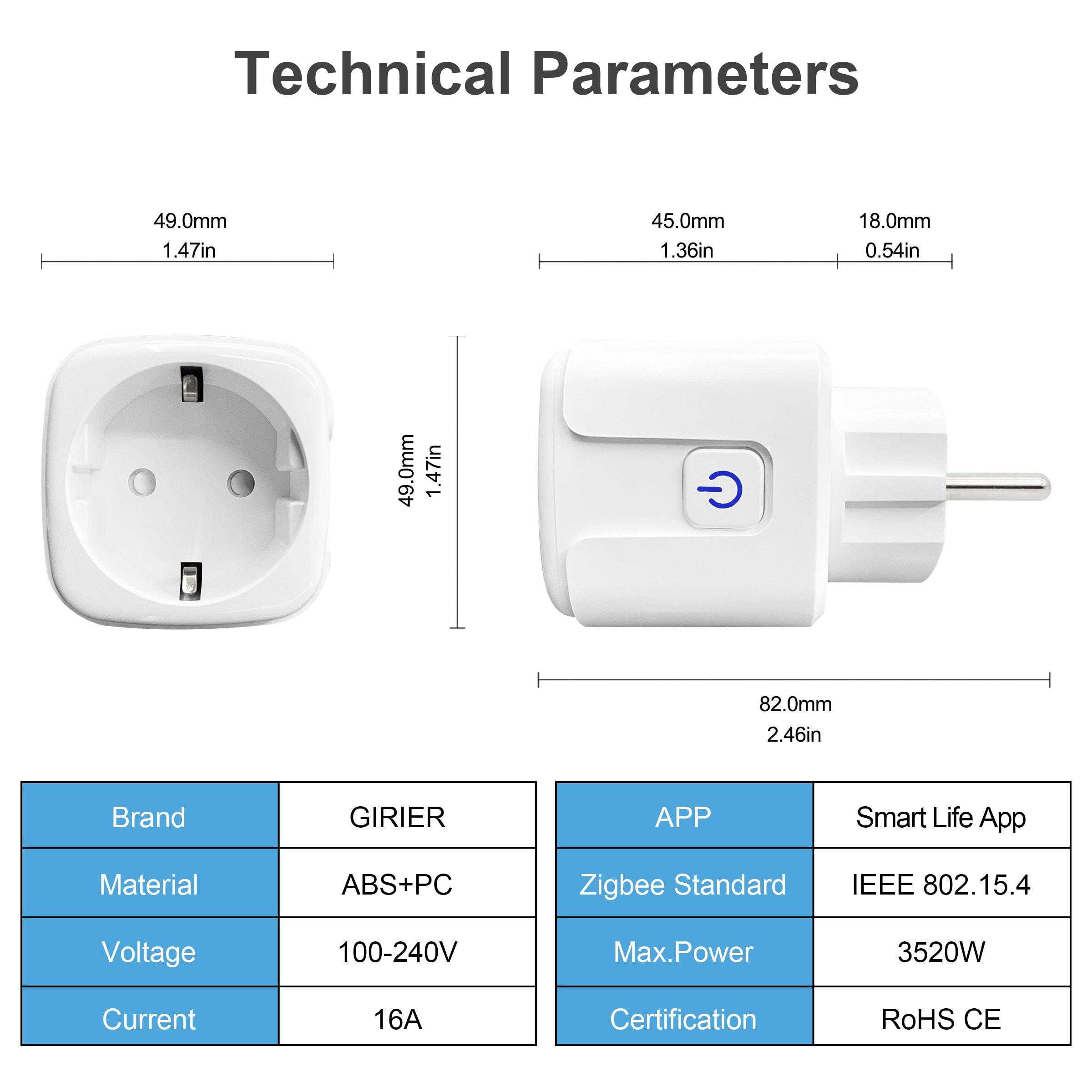 Smart Plug 16A with Power Monitor Wireless App Voice Remote Control Socket Outlet EU Work with Alexa Google Home - TheWellBeing4All