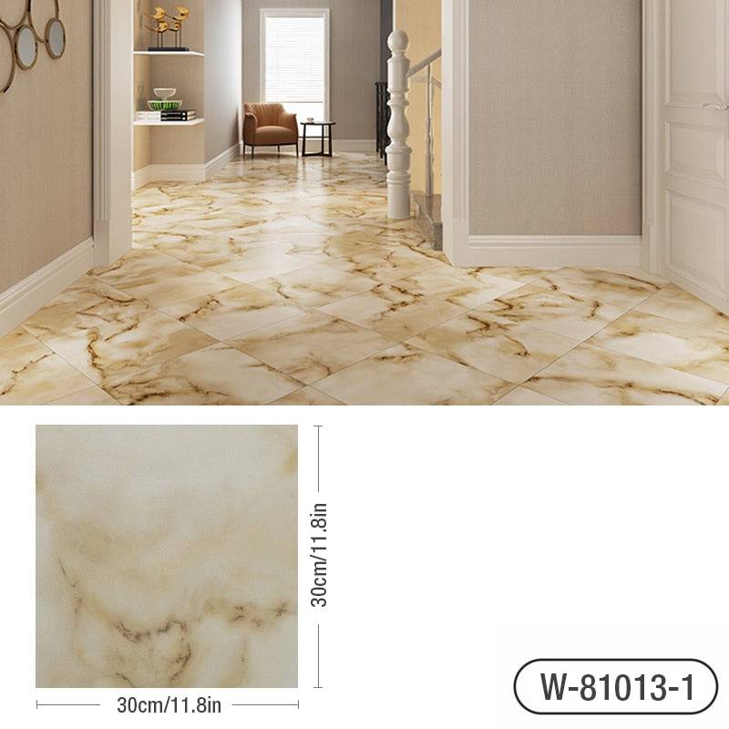 Simulated Marble Tile Floor Sticker PVC Waterproof Self-adhesive for Living room Toilet Kitchen Home Floor Decor 3d Wall sticker - TheWellBeing4All