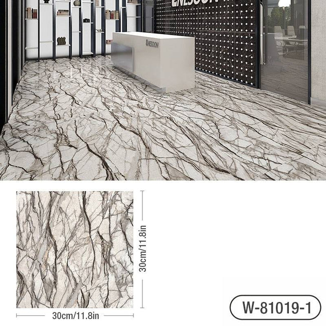 Simulated Marble Tile Floor Sticker PVC Waterproof Self-adhesive for Living room Toilet Kitchen Home Floor Decor 3d Wall sticker - TheWellBeing4All