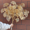 Three-pronged Fan Leaf Netting Artificial Gold Ginkgo Eucalyptus Holly For Wedding Arch Flower Arrangement1PC - TheWellBeing4All