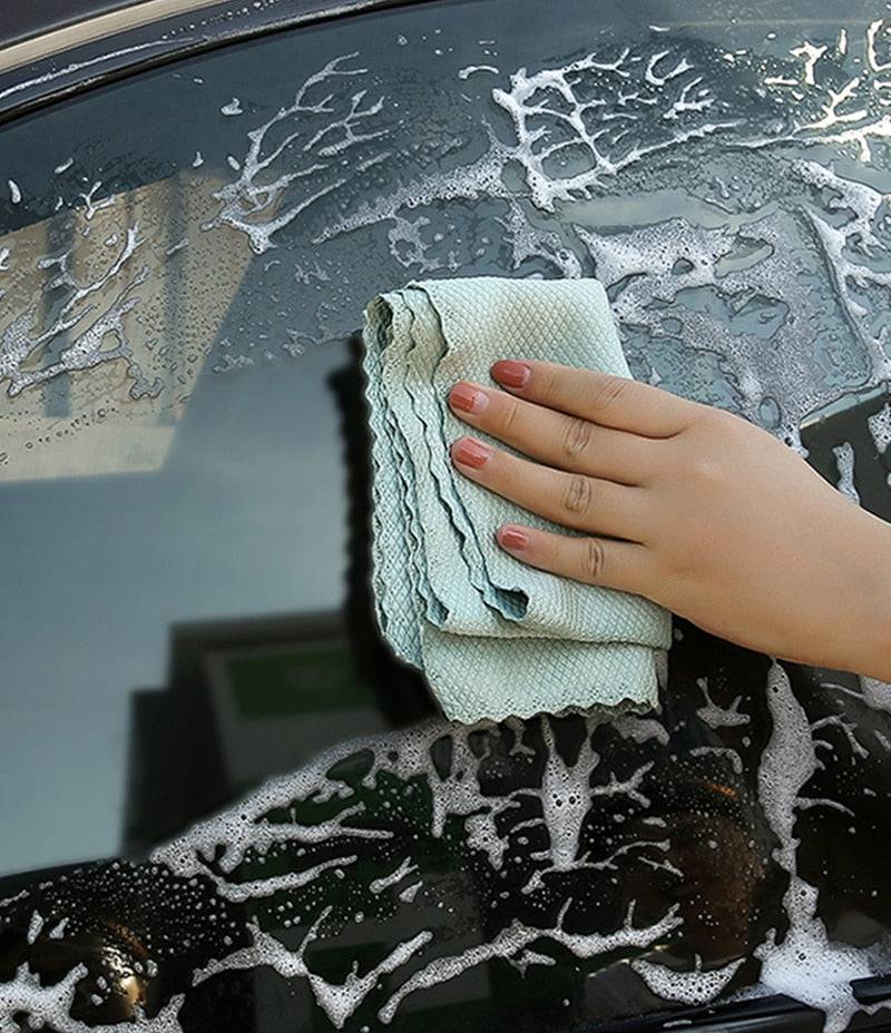 Microfiber Glass Cleaning Cloth Rag Lint-Free For Windows Car Kitchen Mirror No Trace Reusable Fish Scale Rag Polishing - TheWellBeing4All