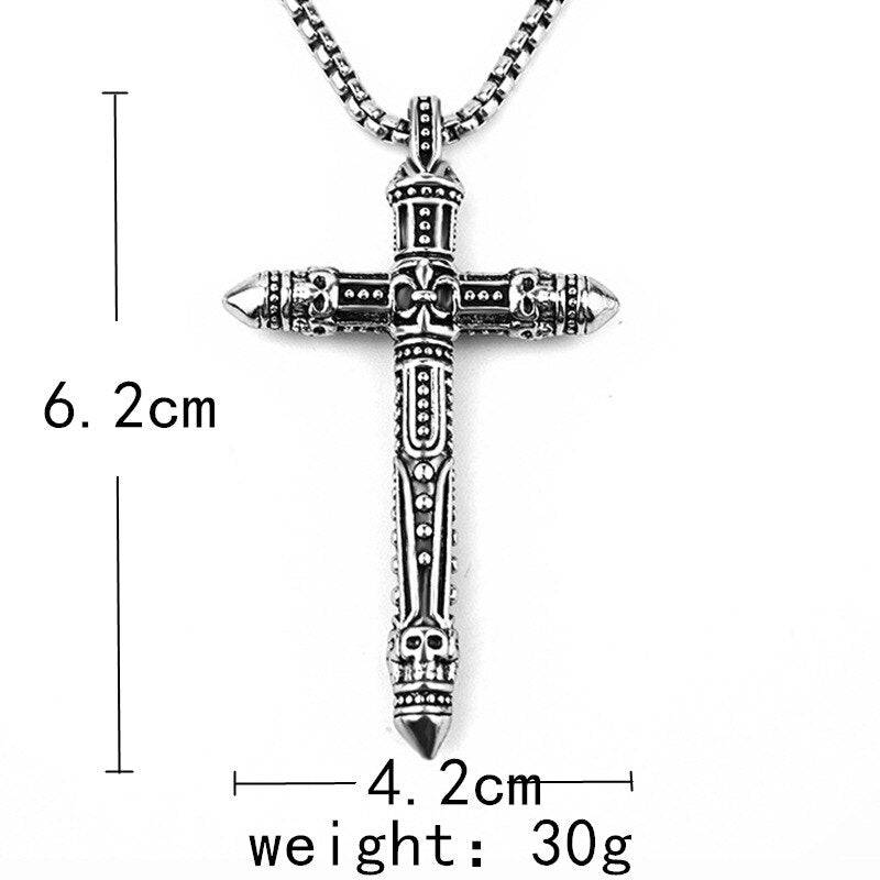 Vintage Cross Pendant 60cm Stainless Steel Chain Necklace - TheWellBeing4All