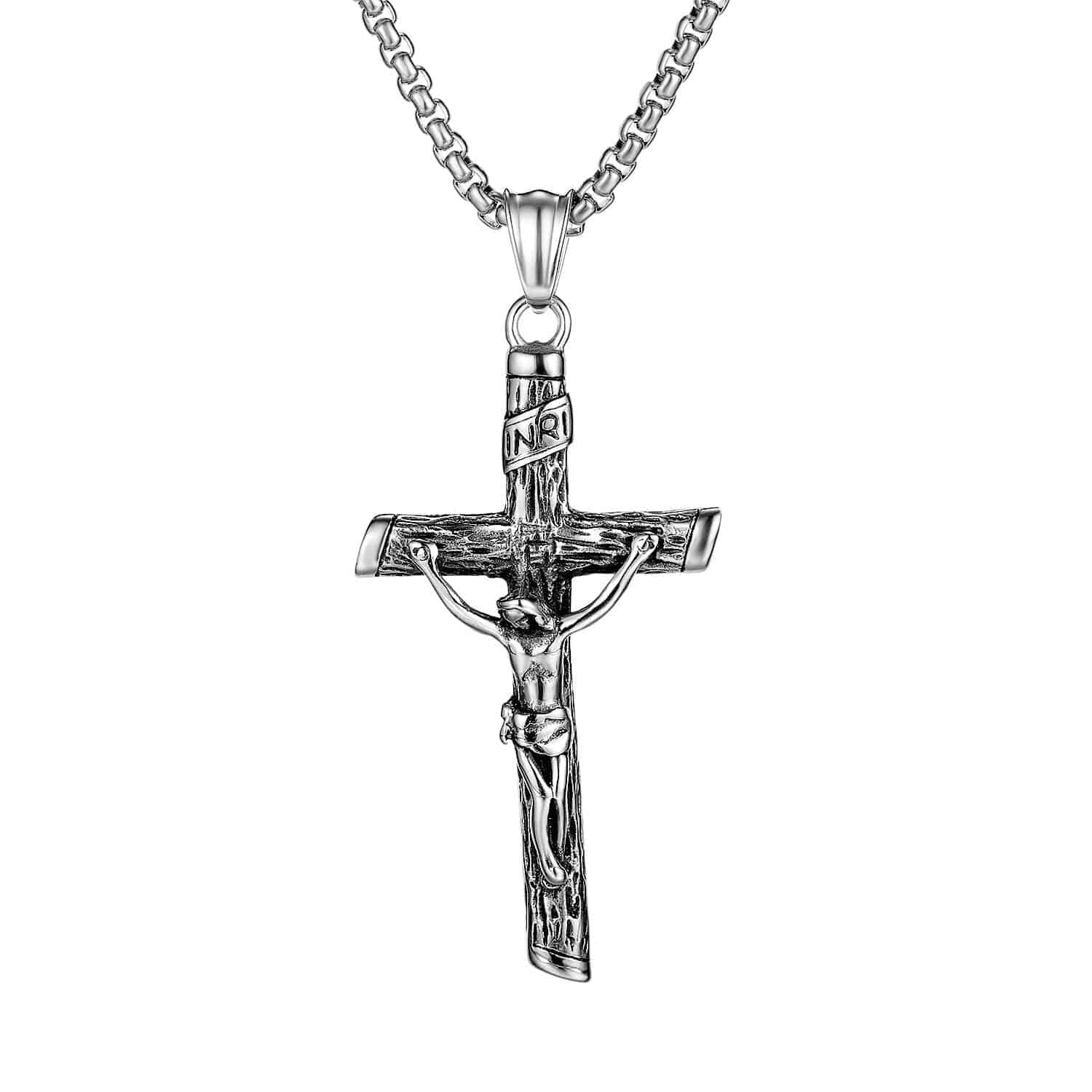 Vintage Cross Pendant 60cm Stainless Steel Chain Necklace - TheWellBeing4All