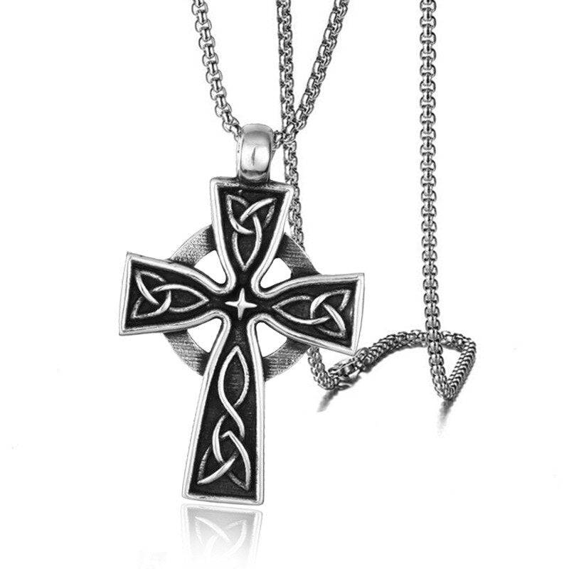 Vintage Cross Pendant 60cm Stainless Steel Chain Necklace - TheWellBeing4All