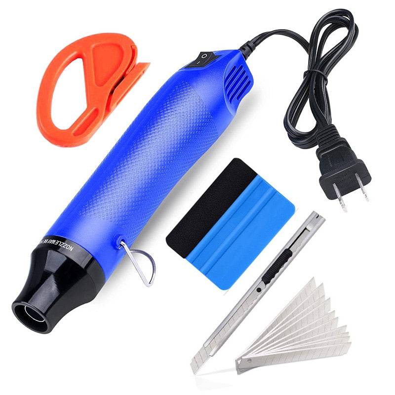 Car Wrapping Tools 300W Electric Hot Air Heat Gun EU/US Plug Felt Scraper Squeegee Cutter Knife Vinyl Film Wrap Tool - TheWellBeing4All