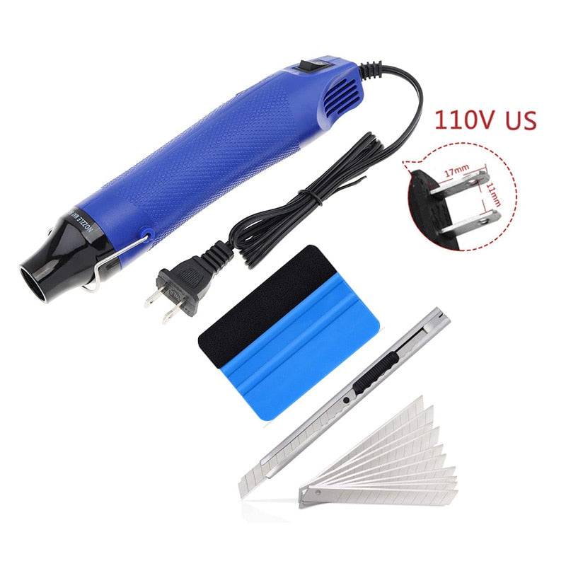 Car Wrapping Tools 300W Electric Hot Air Heat Gun EU/US Plug Felt Scraper Squeegee Cutter Knife Vinyl Film Wrap Tool - TheWellBeing4All