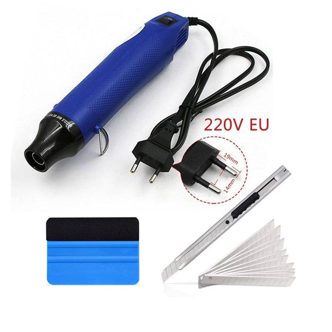 Car Wrapping Tools 300W Electric Hot Air Heat Gun EU/US Plug Felt Scraper Squeegee Cutter Knife Vinyl Film Wrap Tool - TheWellBeing4All