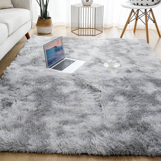 Tapis en velours pelucheux pour salon et chambre à coucher – Tapis de sol doux et moelleux 