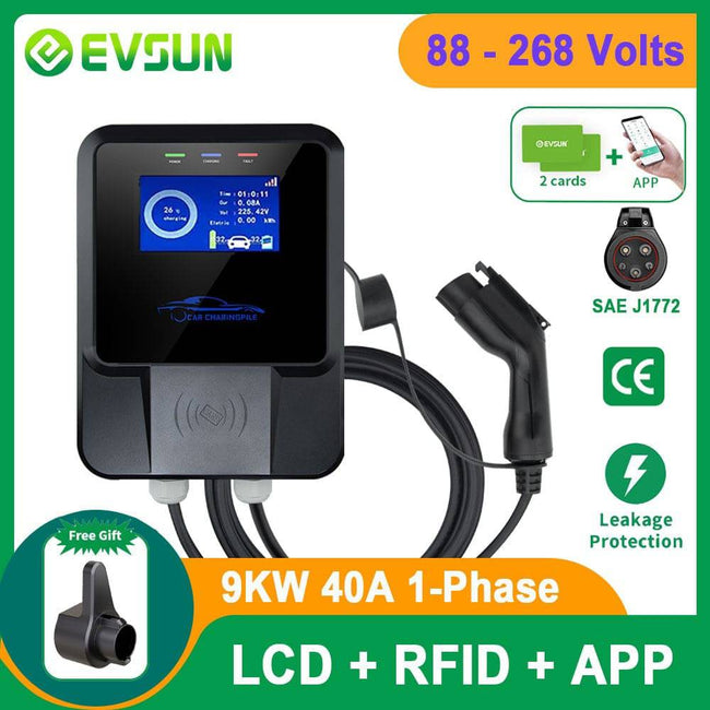 EV Charger Type 1 12KW 50A 110V 220V 1 Phase Electric Vehicle Charging Station Wallbox with SAE J1772 Plug - TheWellBeing4All