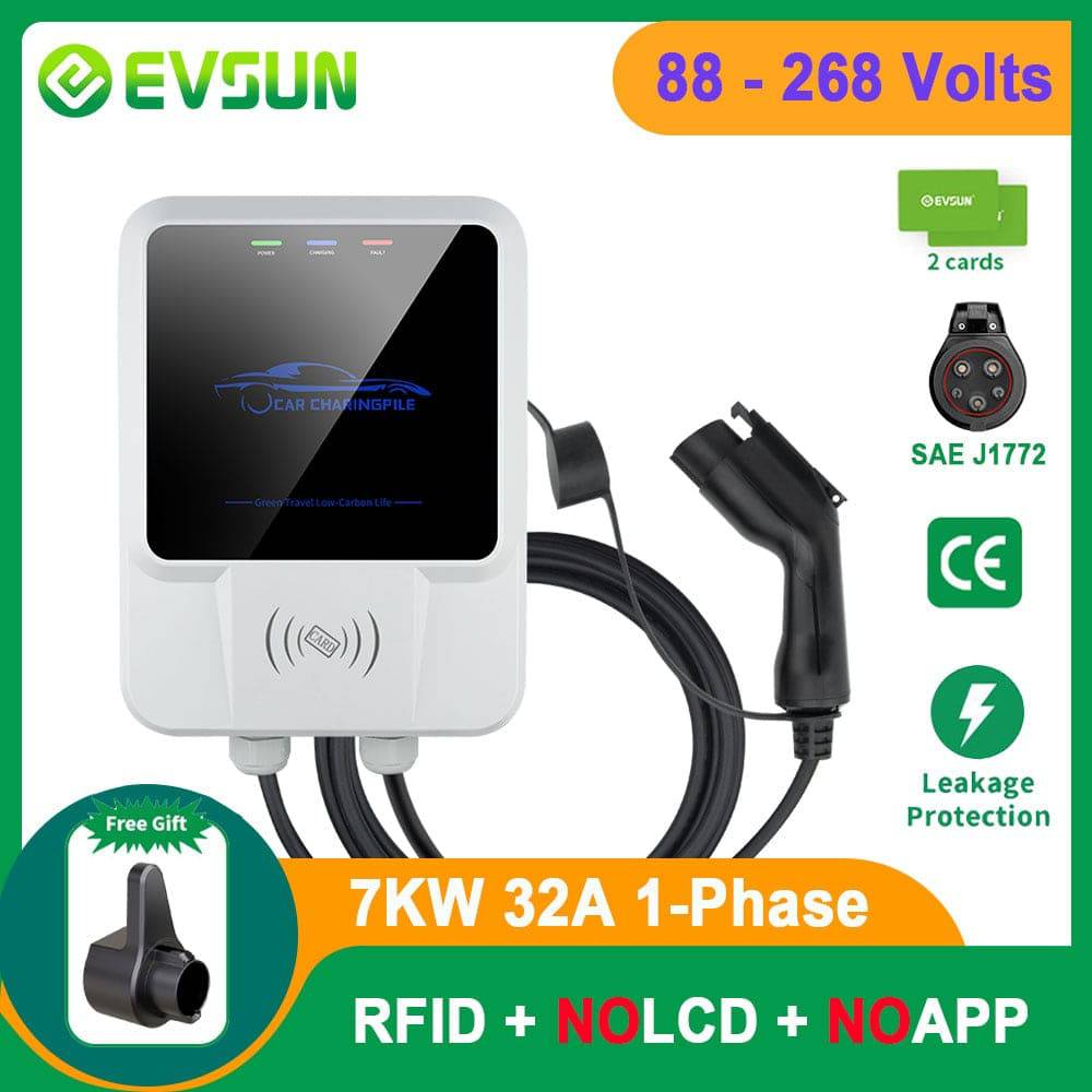 EV Charger Type 1 12KW 50A 110V 220V 1 Phase Electric Vehicle Charging Station Wallbox with SAE J1772 Plug - TheWellBeing4All