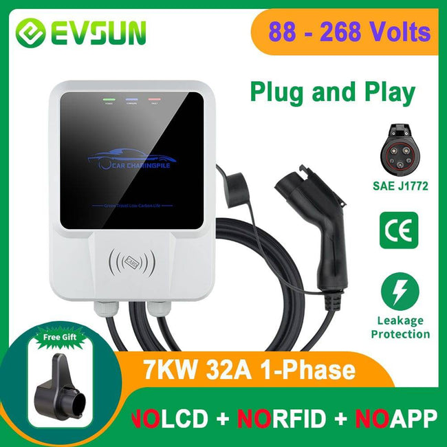 EV Charger Type 1 12KW 50A 110V 220V 1 Phase Electric Vehicle Charging Station Wallbox with SAE J1772 Plug - TheWellBeing4All